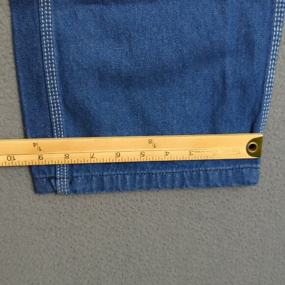 Liberty Denim Bib Overalls Men's 34x30 Blue Carpenter Loop Uneven Inseam Length - Picture 8 of 14